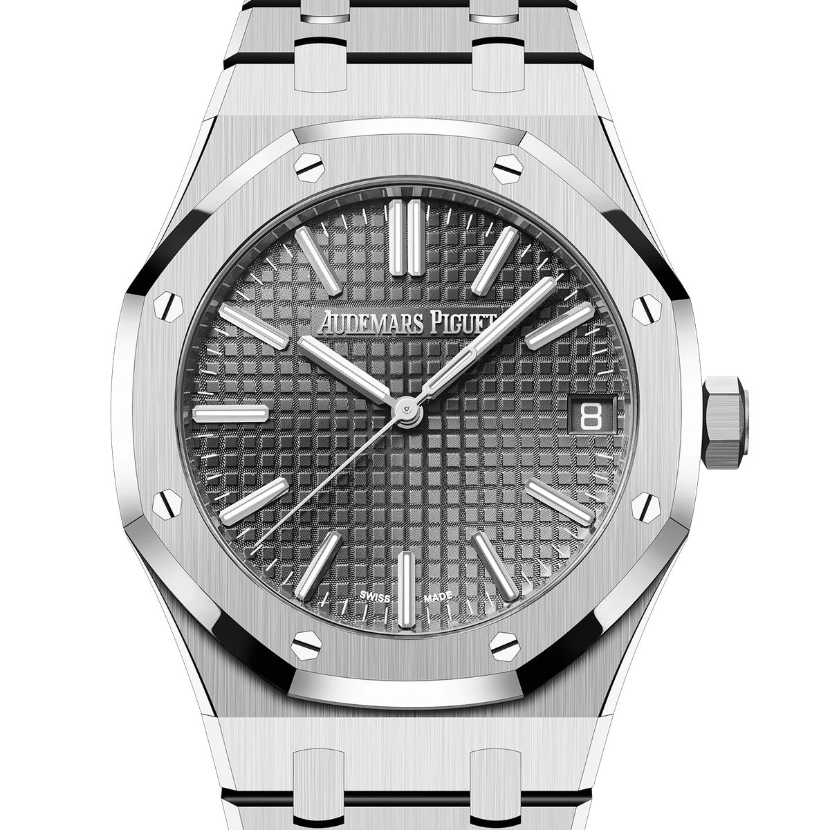 Audemars Piguet Royal Oak Selfwinding 41, 41 mm, cadran gris, integrated steel bracelet with folding clasp