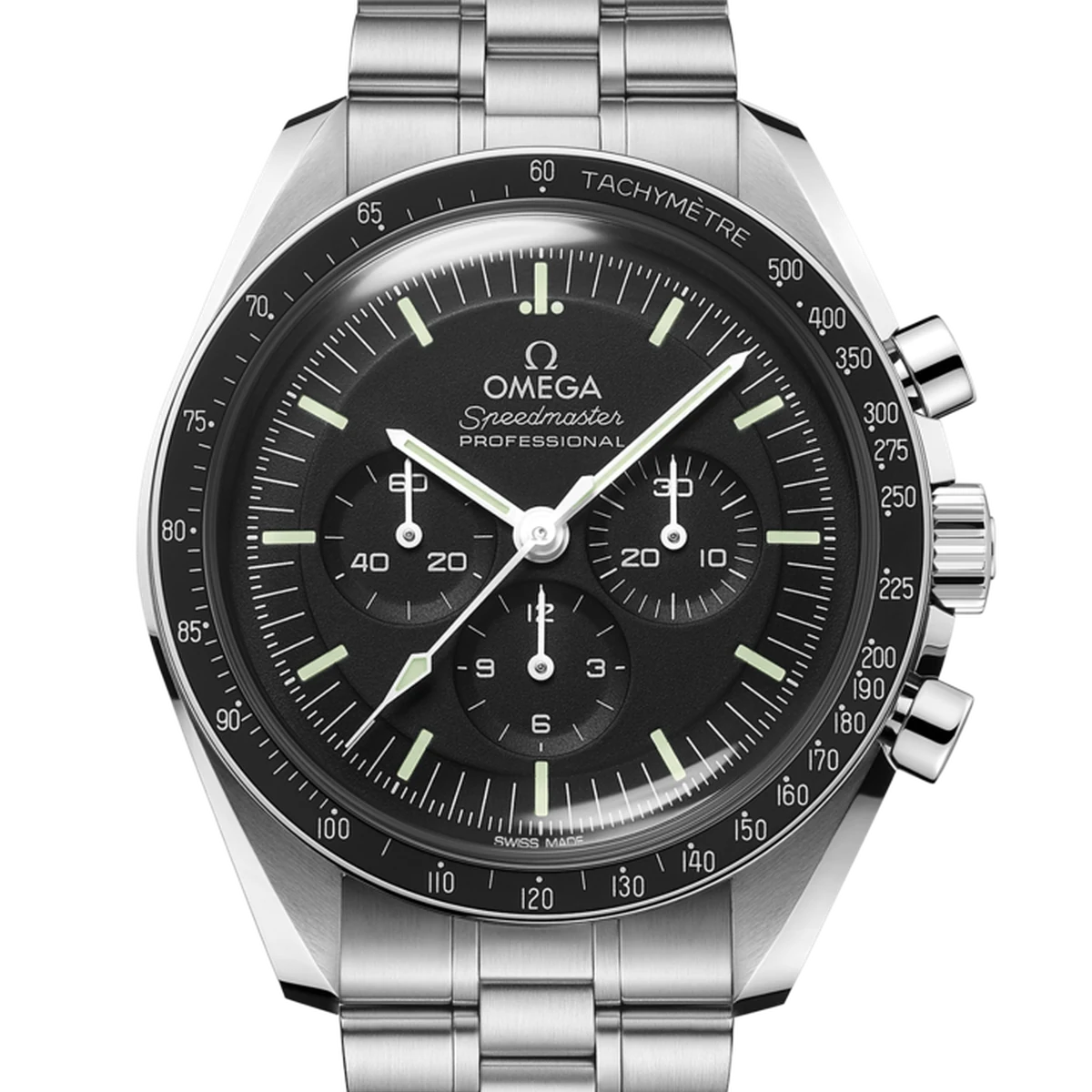 Omega Speedmaster Moonwatch Professional, 42 mm, cadran noir, brushed steel bracelet, foldover clasp with comfort setting