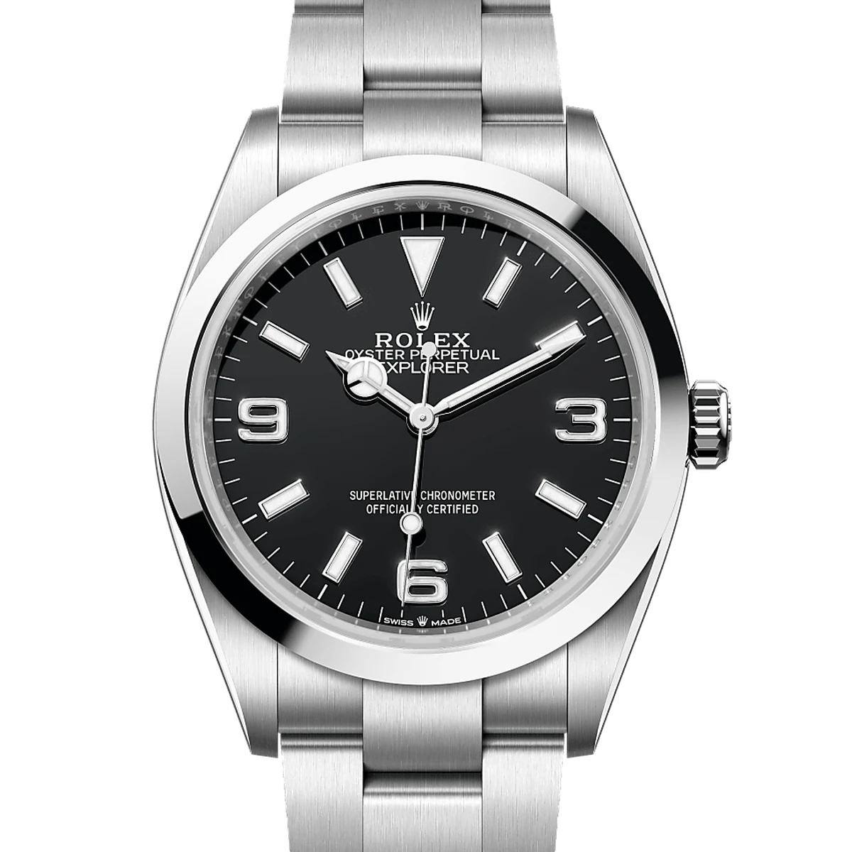 Rolex Explorer 36, 36 mm, cadran noir, Oyster steel bracelet, Oysterlock folding clasp with 5mm Easylink extension