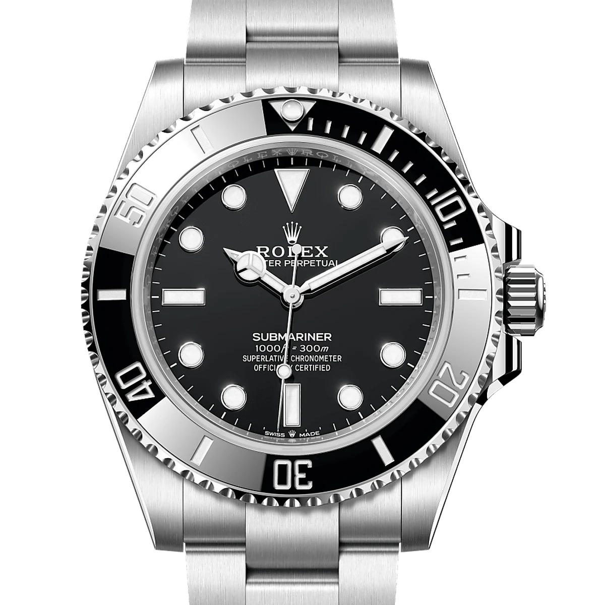 Rolex Submariner (no date), 41 mm, cadran noir, Oyster steel bracelet, Oysterlock clasp with Glidelock extension