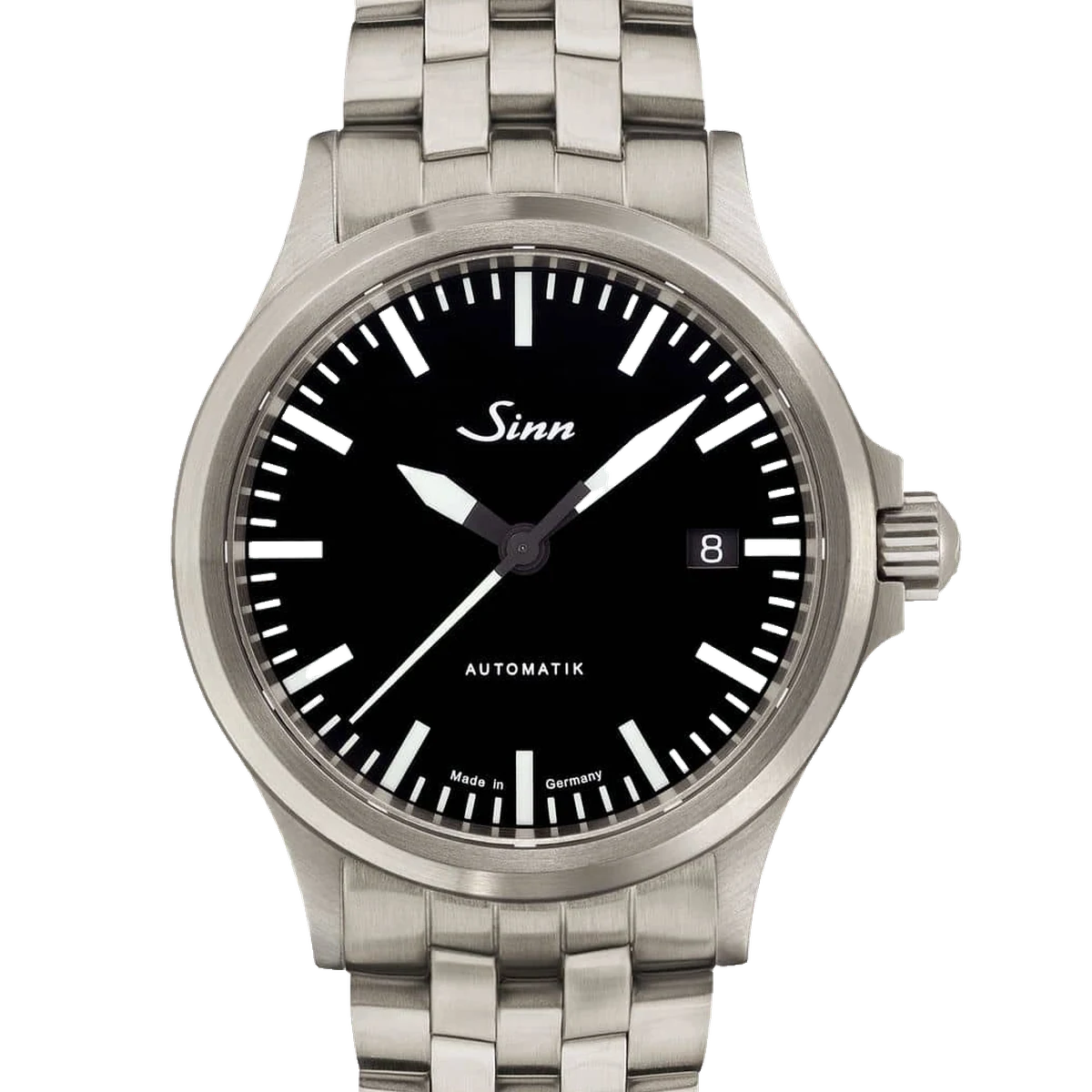 Sinn 556 I, 38.5 mm, cadran noir, leather strap or steel bracelet