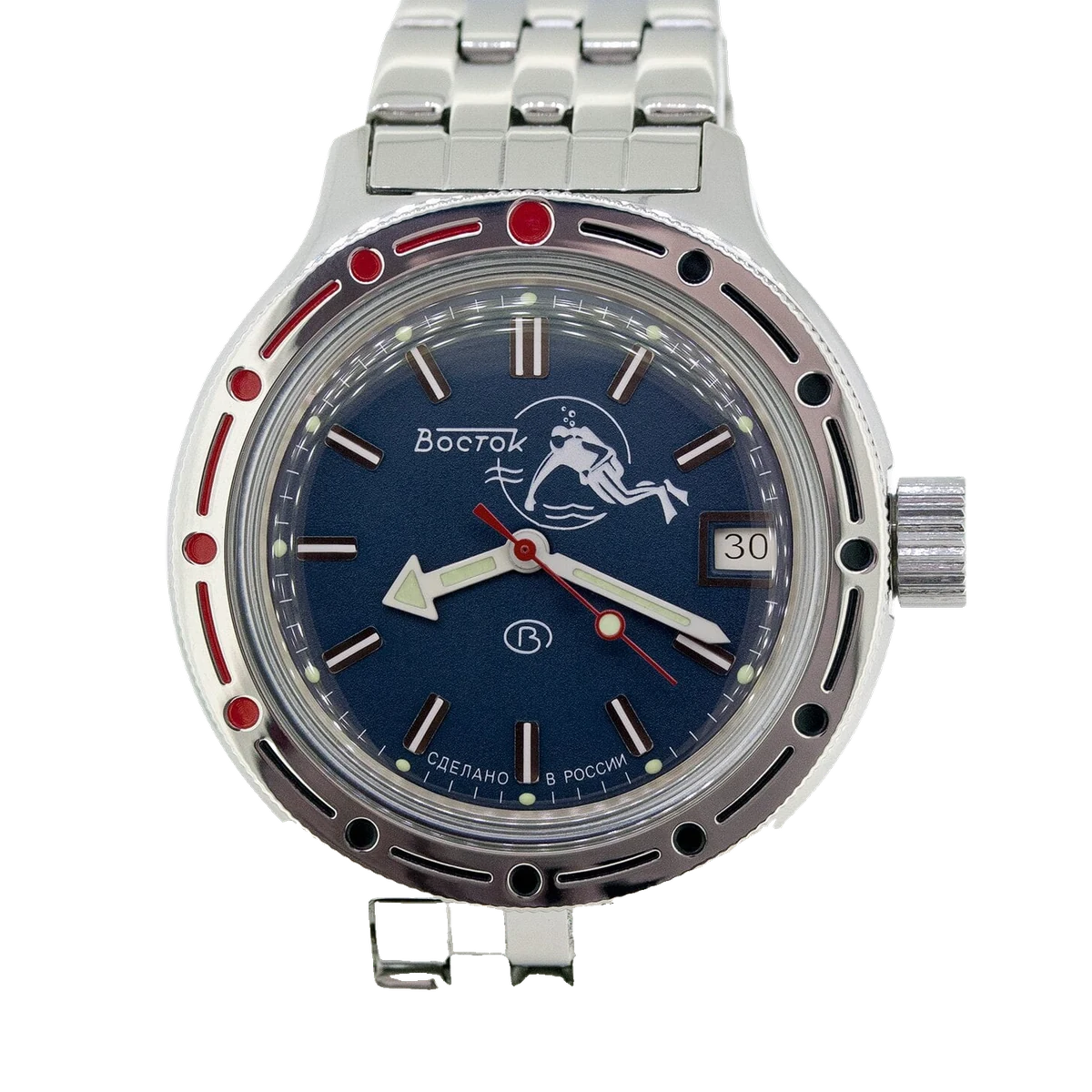 Vostok Amphibia 420 Scuba Dude, 39 mm, cadran bleu, varies by seller kit